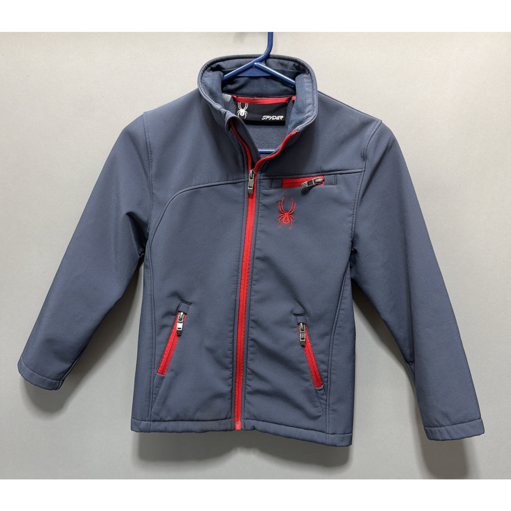 Spyder Boys Youth Skiing Softshell Full Zip Jacket Gray/Red Size Small 8