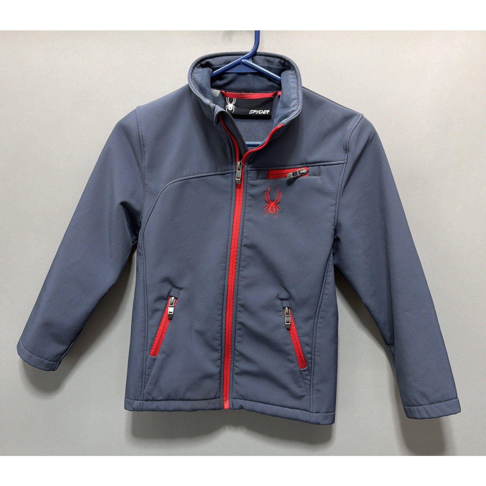 Spyder Boys Youth Skiing Softshell Full Zip Jacket Gray/Red Size Small 8