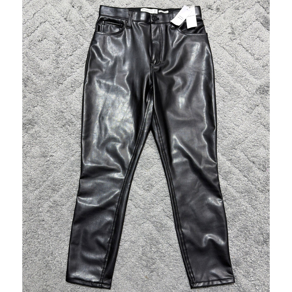 Abercrombie & Fitch Vegan Leather Skinny Pants Black High Rise Women’s 8/29 NWT