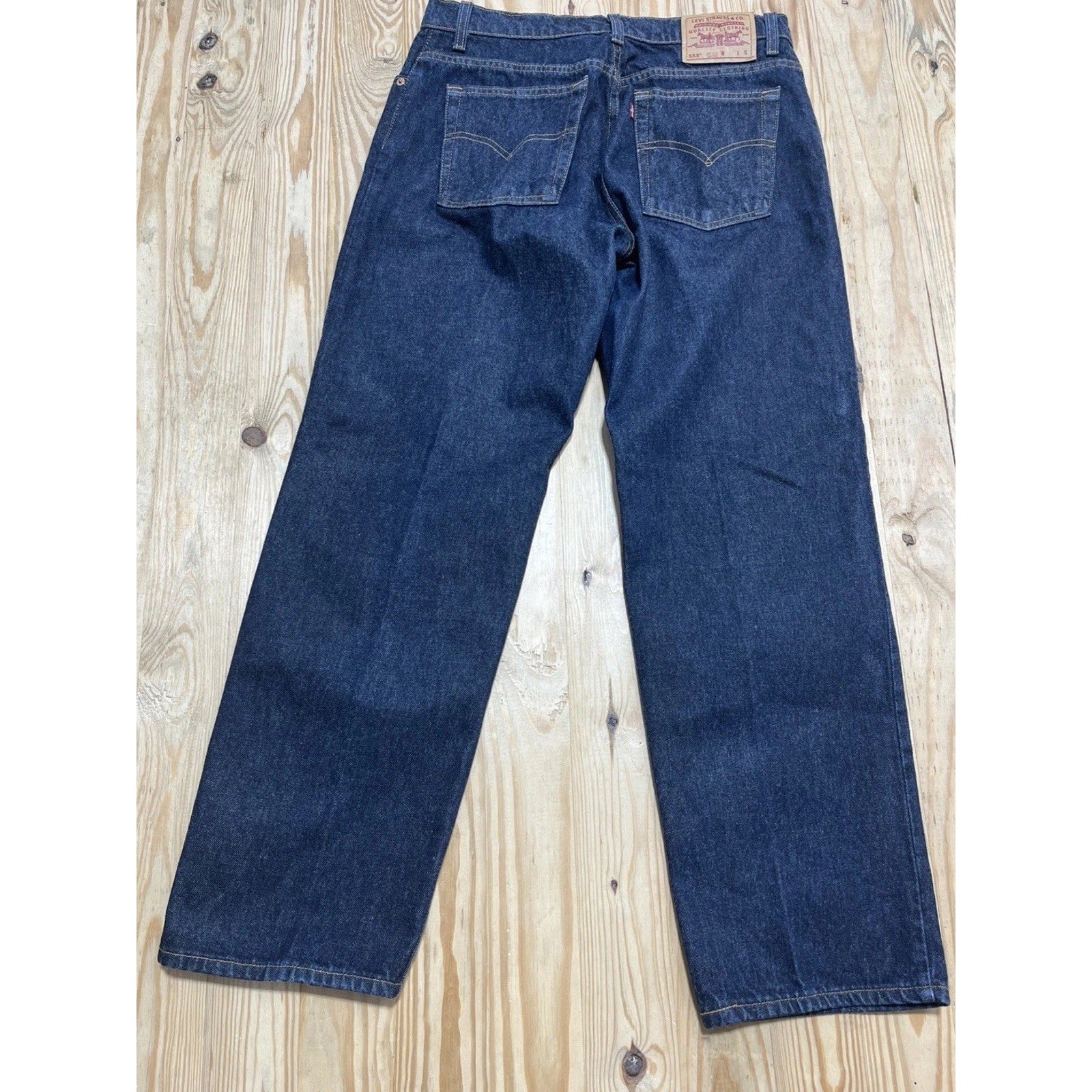 Vintage Levis 555 Mom Jeans Womens 13 Low Rise Guy's Fit Blue USA 90s 31x30