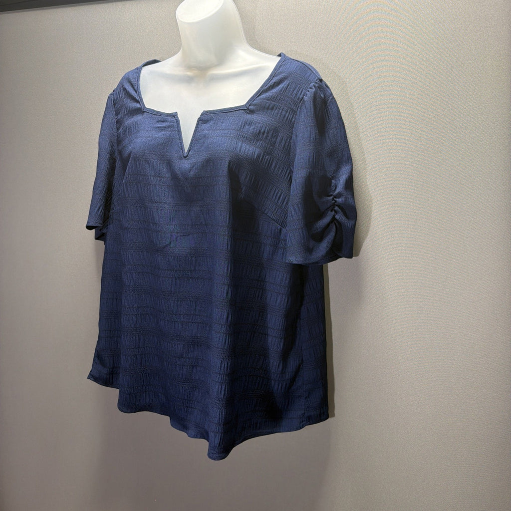 Bloomchic Women Gathered Sleeve Split Neck Blouse Size 12 NWOT