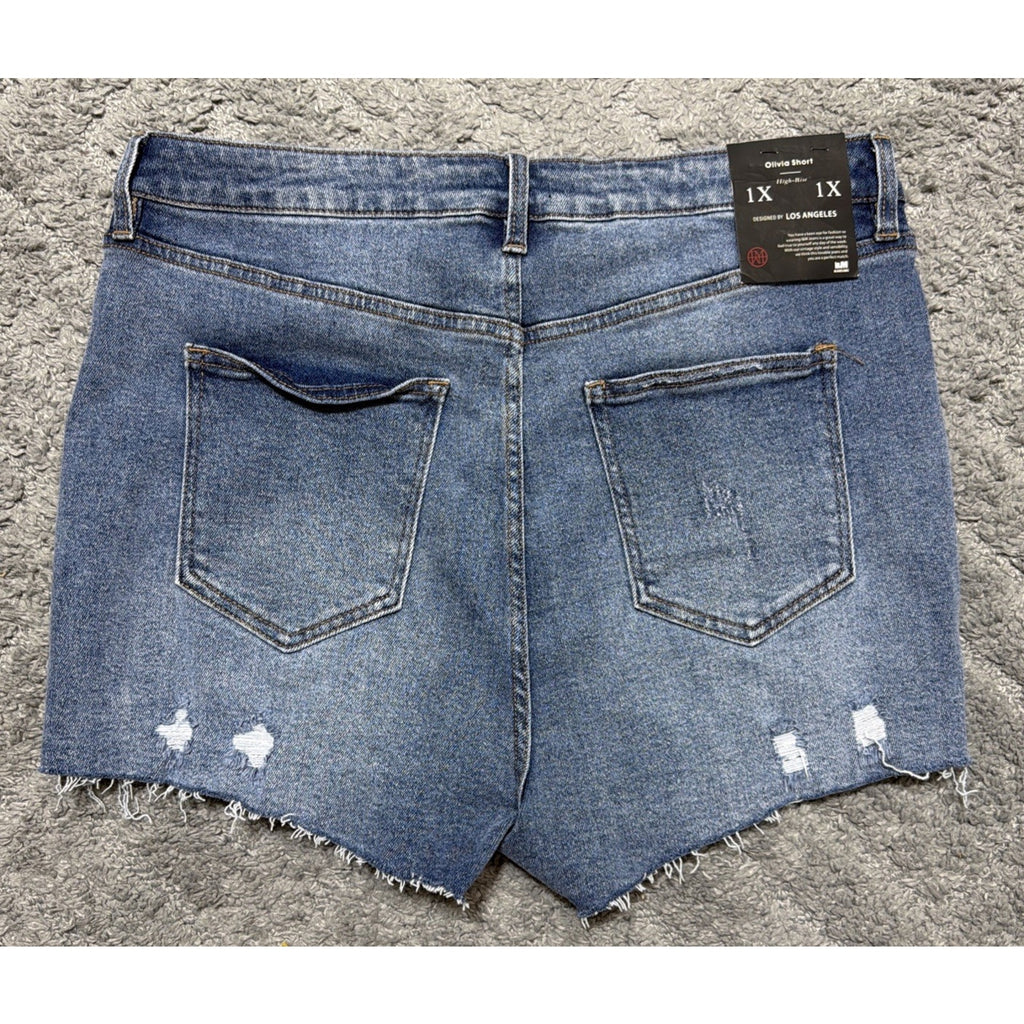 NWT I&M Black Label Denim Jean Distressed Shorts Olivia Womens Plus Size 1X