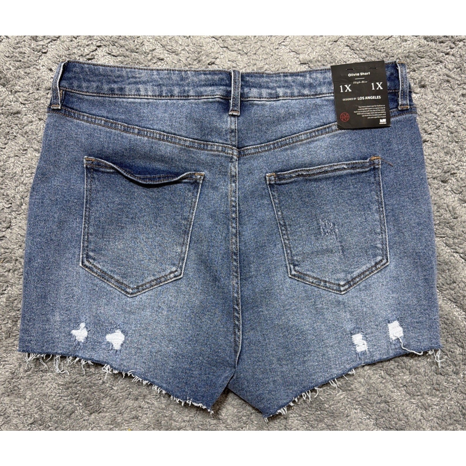 NWT I&M Black Label Denim Jean Distressed Shorts Olivia Womens Plus Size 1X