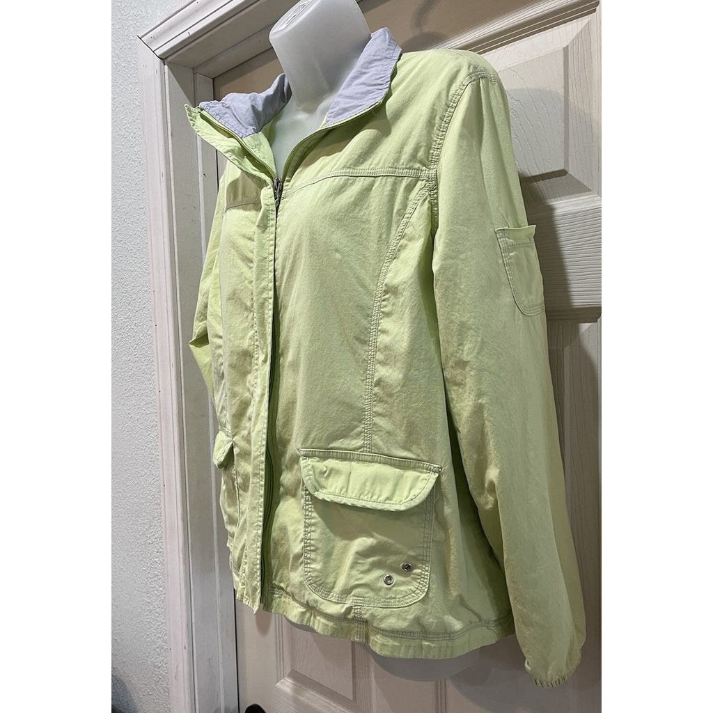 Vtg St. John's Bay Active Lightweight Full Zip Jacket Yellow Pockets Women's L