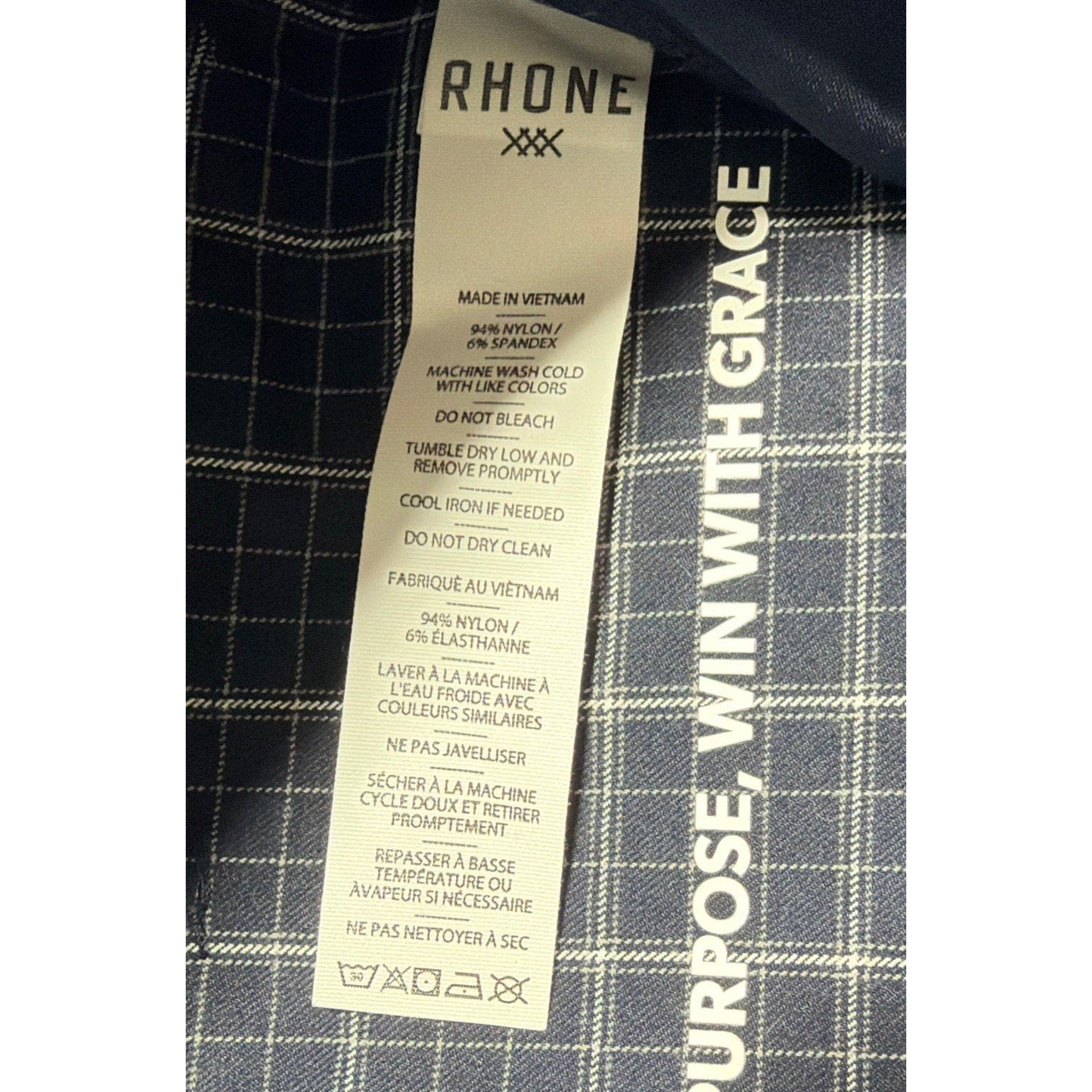 RHONE Men's 9" Dune Golf Shorts Sz 34 Blue Plaid