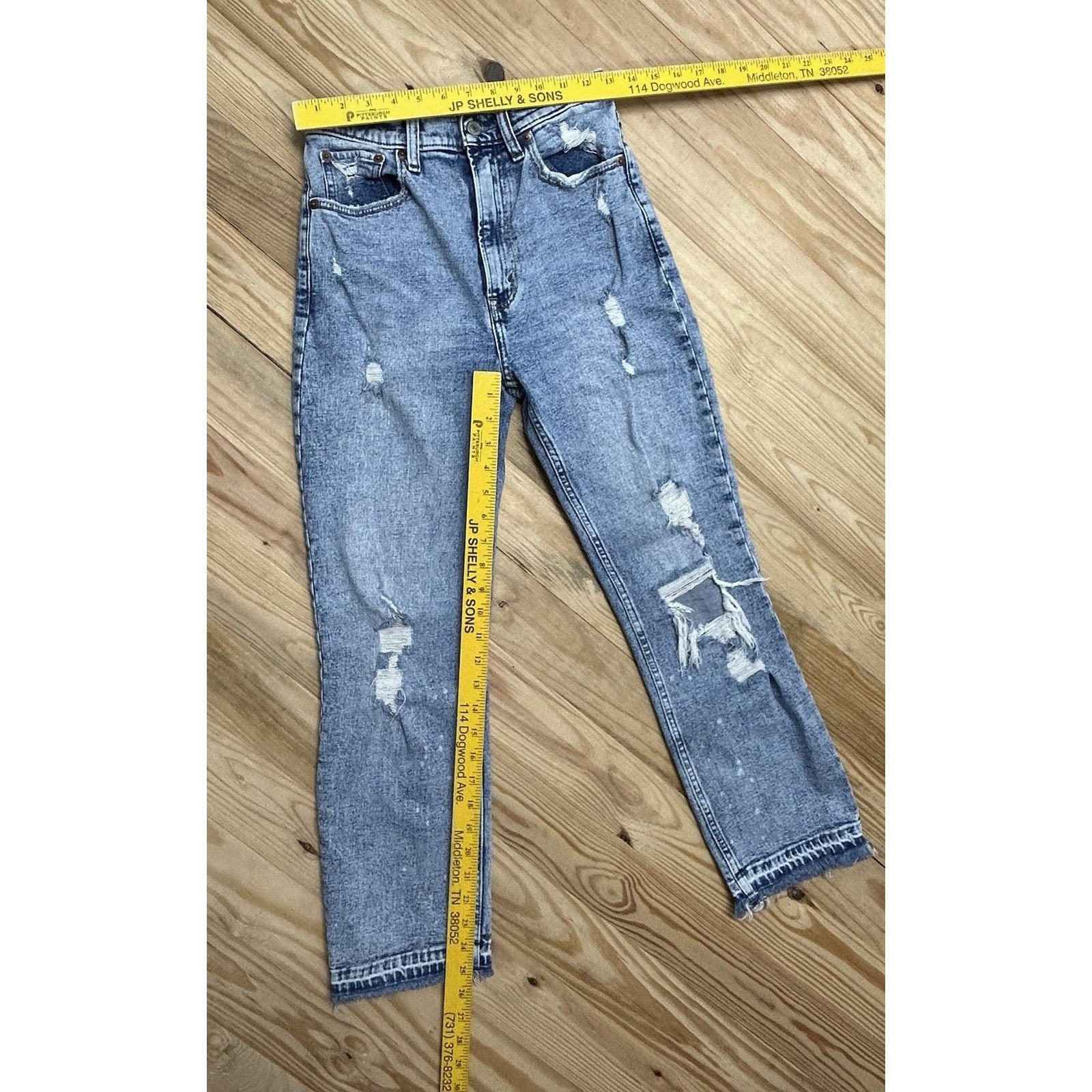 Abercrombie & Fitch Jeans Women 26 Blue Ultra HighRise Ankle Straight Distressed