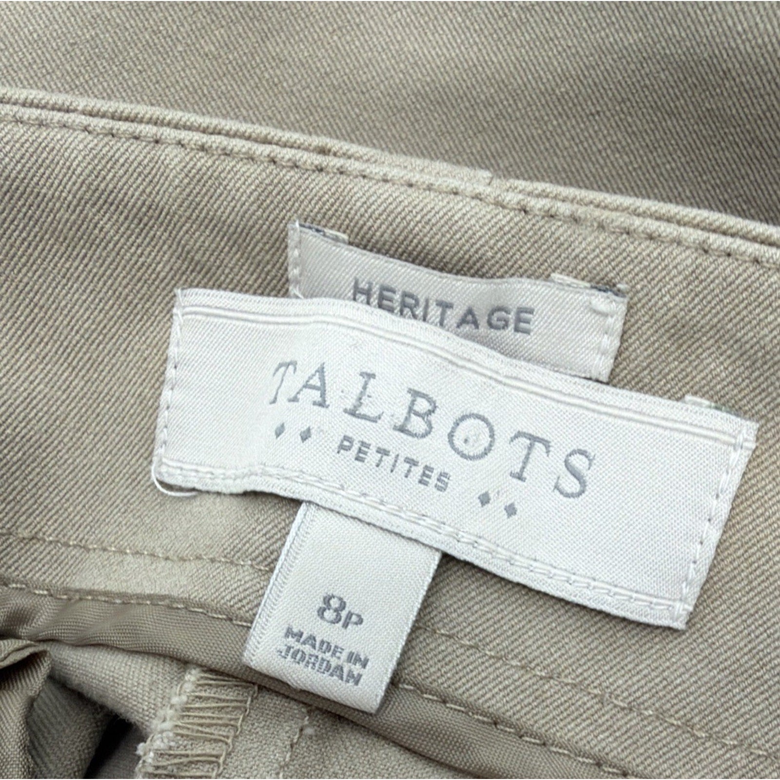 Talbots Heritage Pull On Pants Khaki Tan Womens 8P Dress Tapered Leg Office