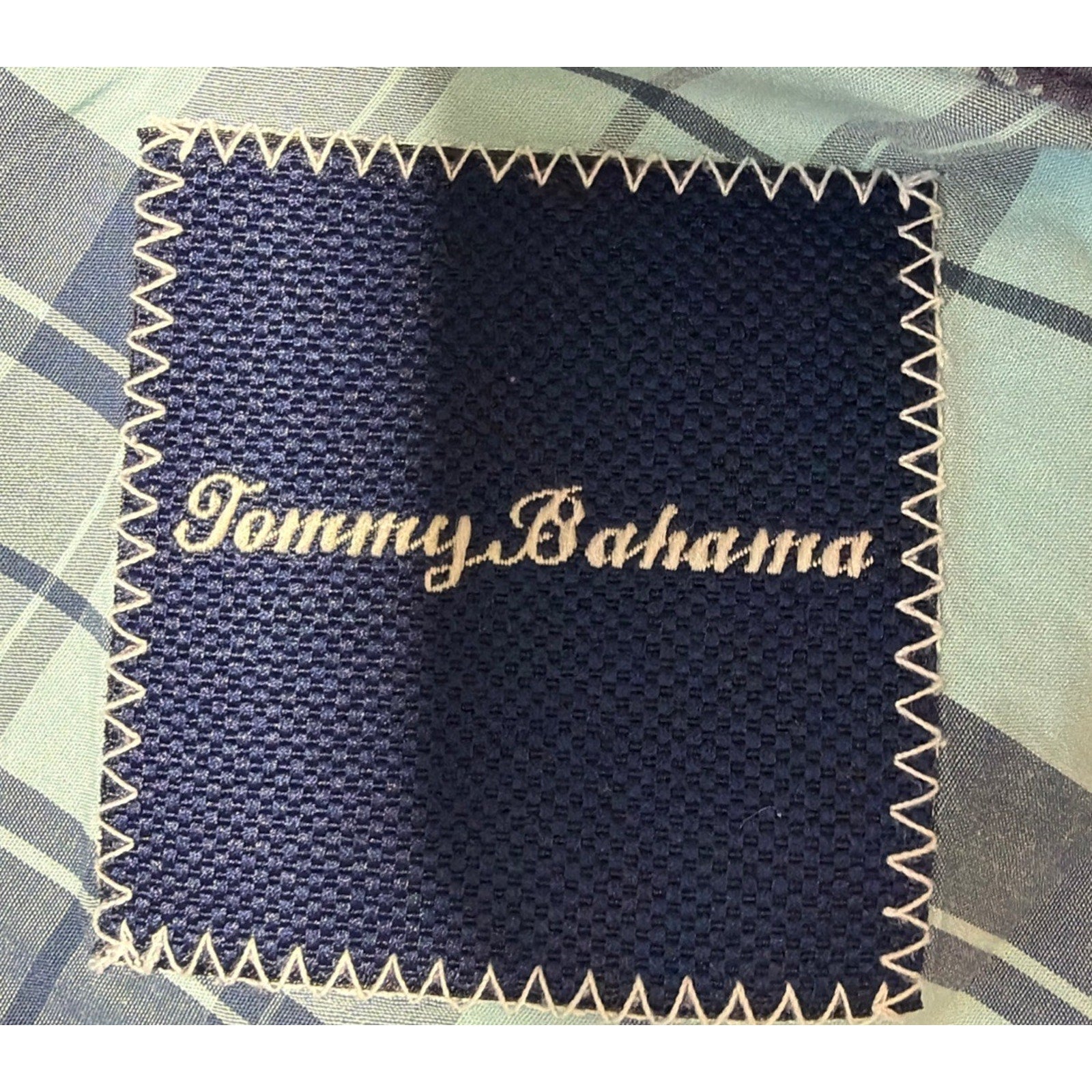 Tommy Bahama Blue Plaid Long Sleeve Button Up 100% Pima Cotton Mens Size L