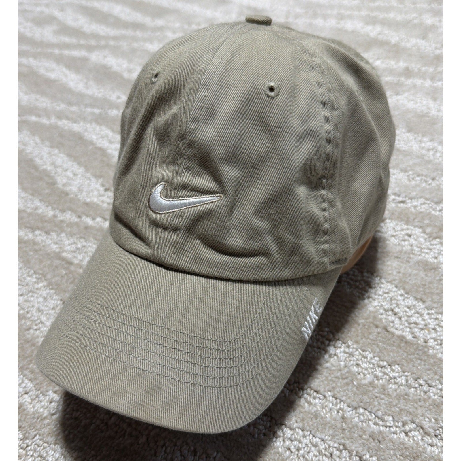 Nike Heritage86 Hat Spell Out Embroidered Swoosh Cap Adjustable Tan Beige