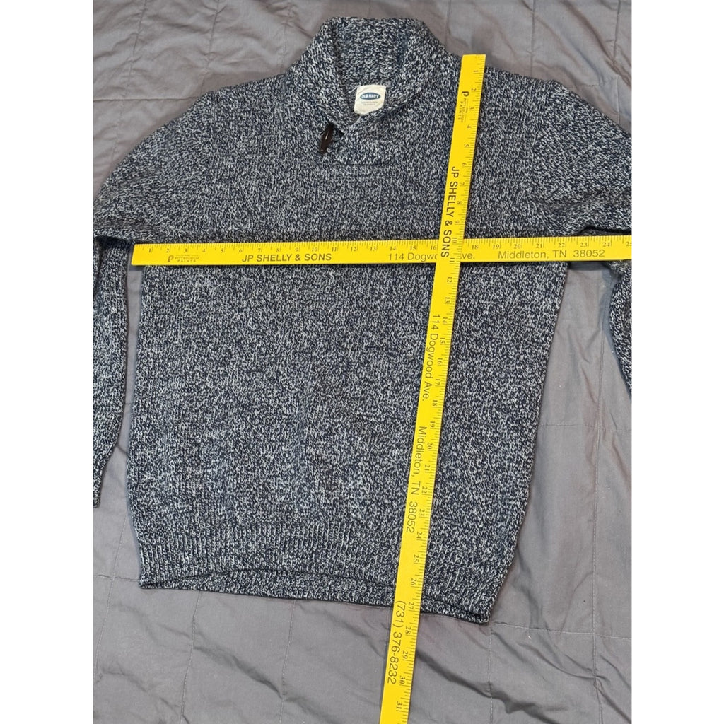 Old Navy Men’s Large Pullover Sweater Navy Blue Long Sleeve Button Neck