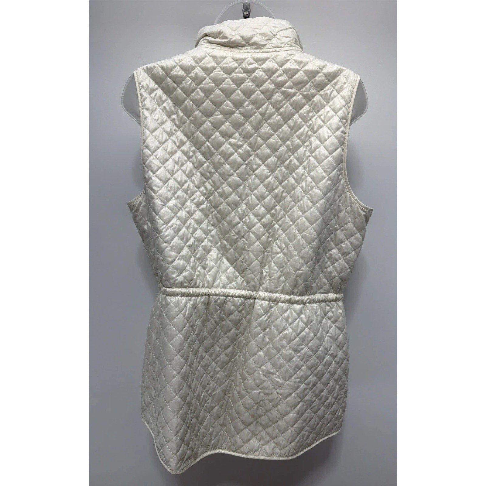 Chicos Zenergy 1 Reversible Quilted Puffer Vest Womens Size Medium White Stripe