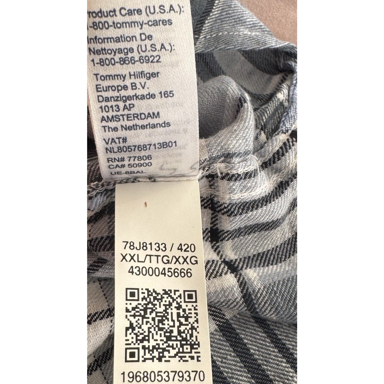 Tommy Hilfiger Linen Blend Shirt Mens XXL Blue Plaid Preppy Regular Fit New