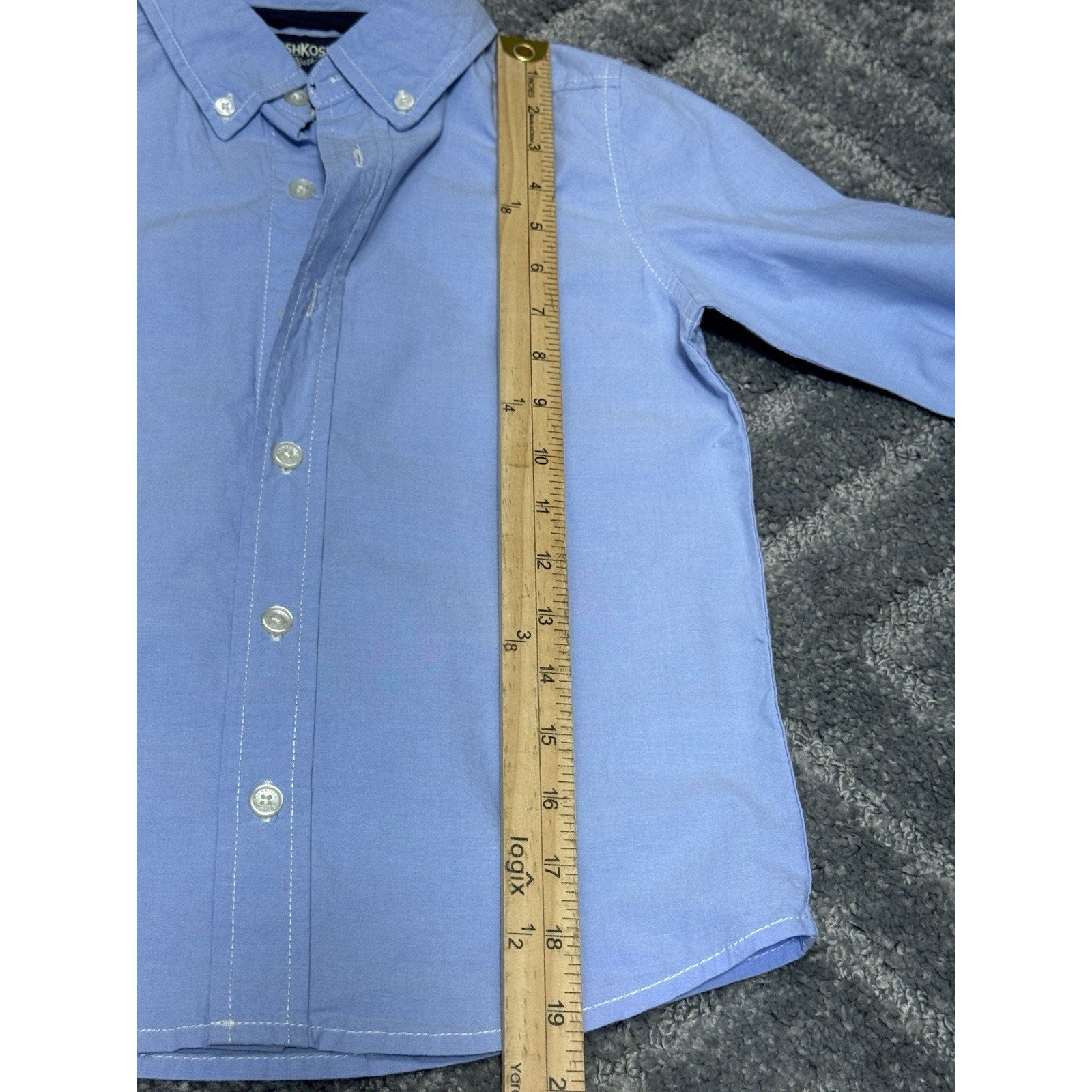 Oshkosh Boys Size 10 Blue Button Down Shirt Long Sleeve NWT