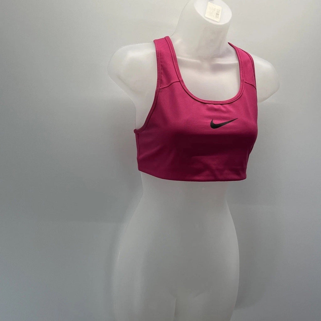 Nike Women’s Size M Dry-Fit Sports Bra pink Racerback Logo Swoosh EUC