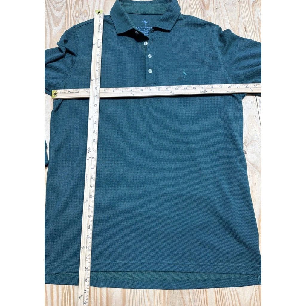 TailorByrd Men's Long Sleeve Twill Knit Polo shirt - Green XL