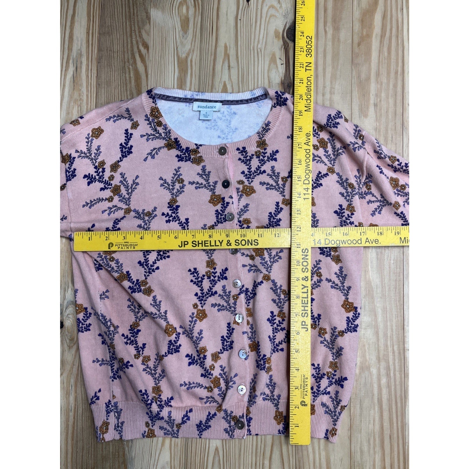 Sundance S Pink Floral Knit Cardigan Sweater