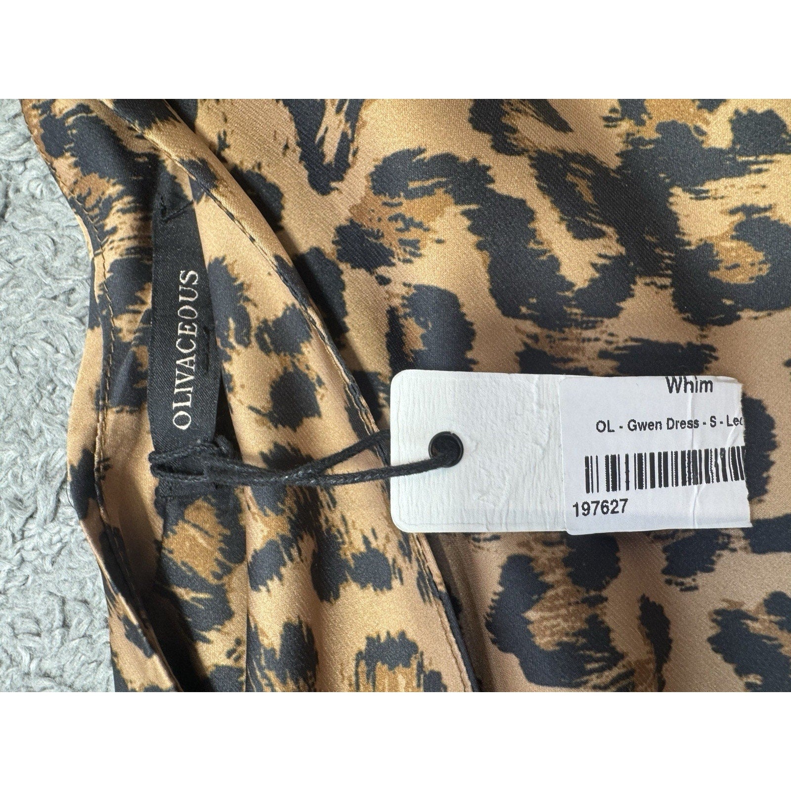 NWT Olivaceous Dress Womens Small Leopard Print Satin Cowl Neck Sleeveless Mini