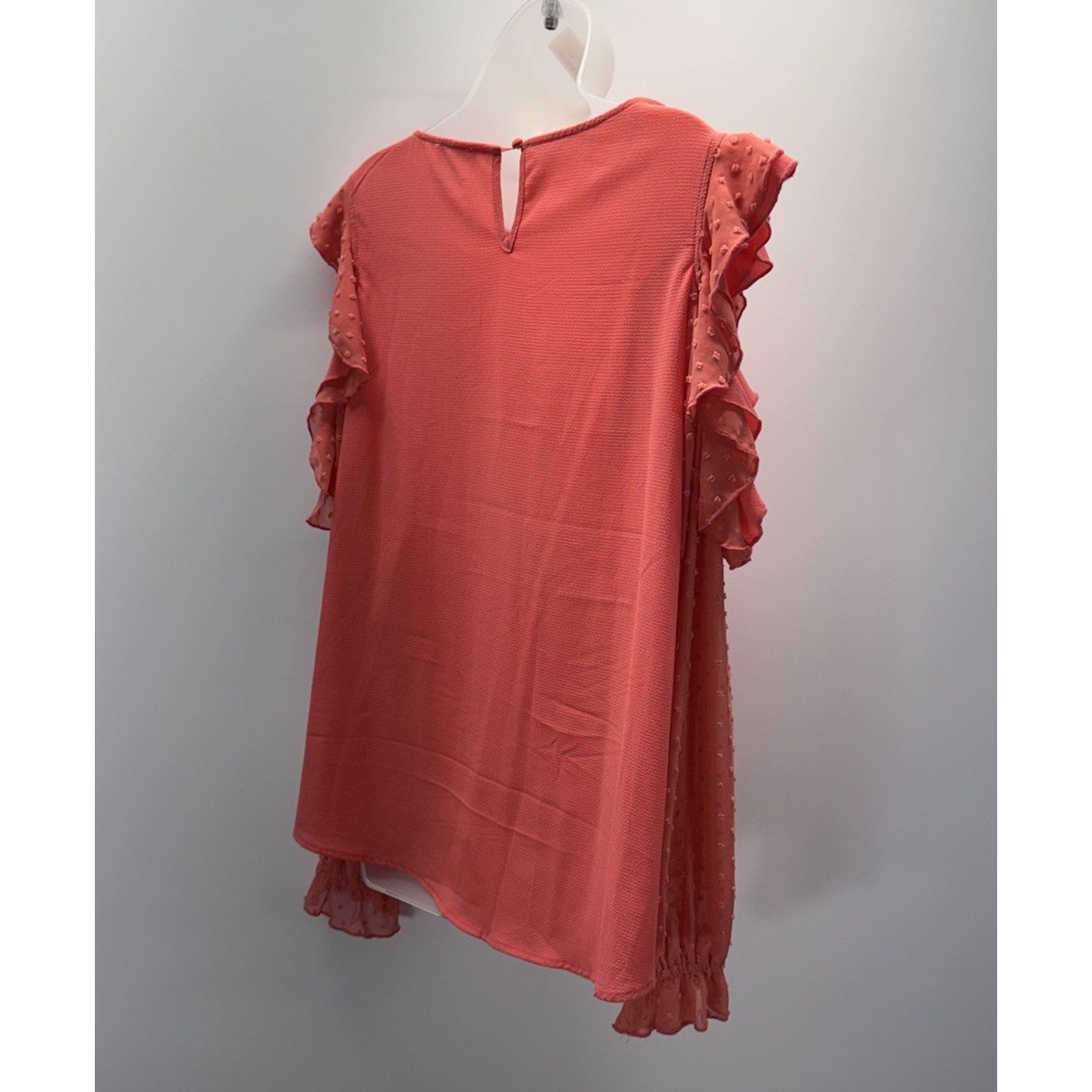 Umgee Women’s Blouse Sz L Pink Silk FlutterSleeve