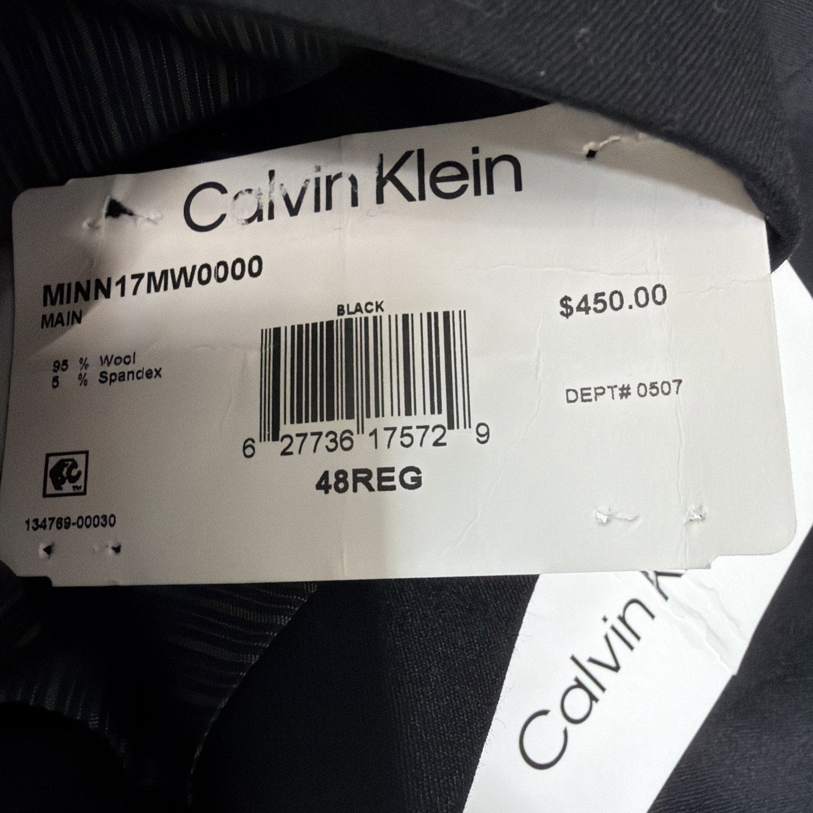 Calvin Klein Black Tuxedo Jacket 48R Slim Fit Wool Stretch Satin Lapel NWT $450