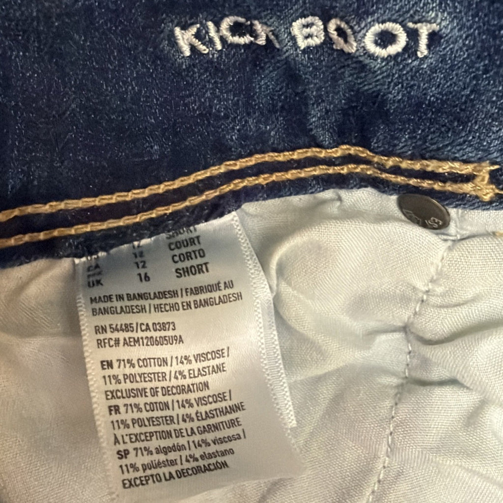 American Eagle Women's Kick Boot Super Stretch Jeans Dark Wash Size 12 S Flare