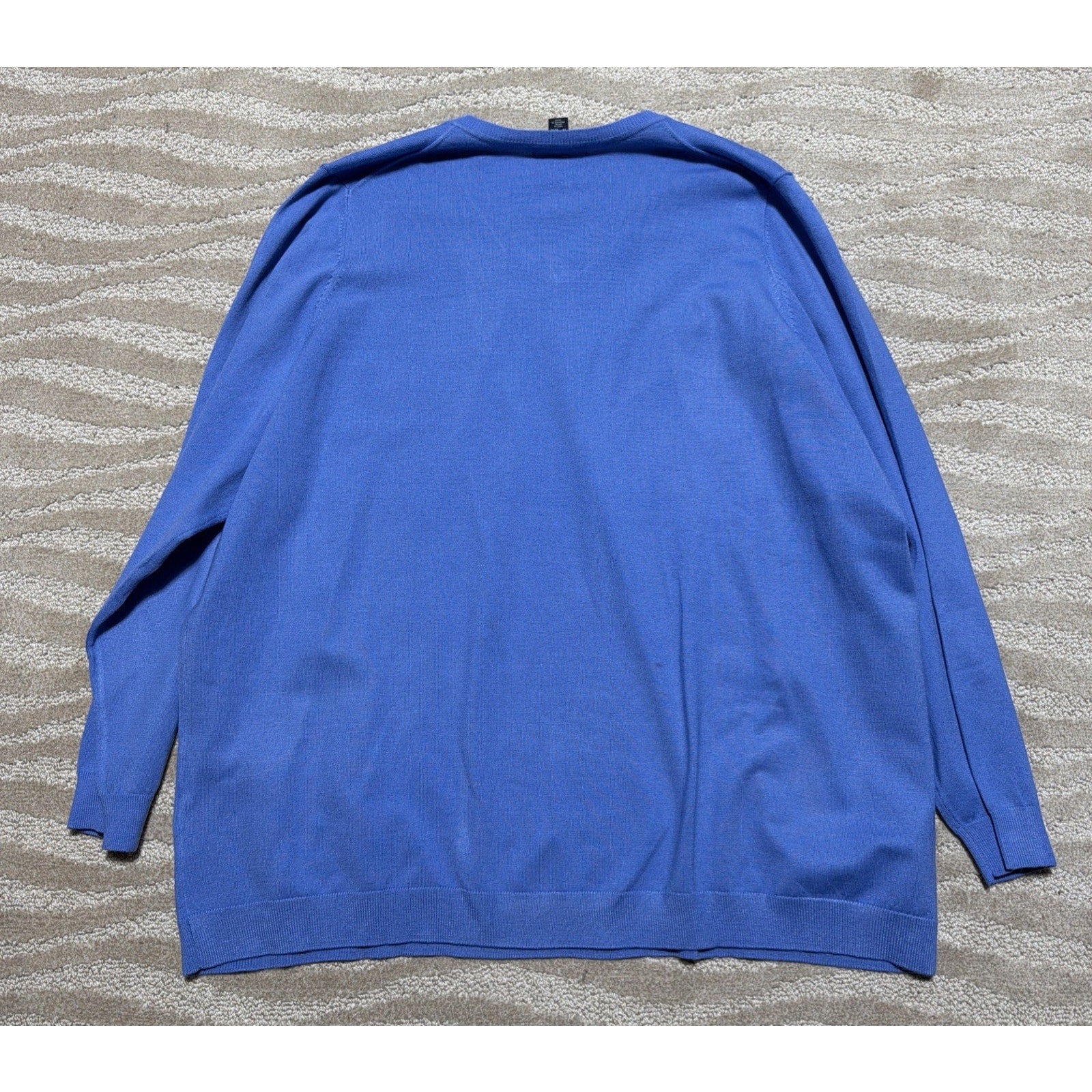 Lands End Shirt Top Women's 3X Blue Relaxed Fit V-Neck Long Sleeve NWT