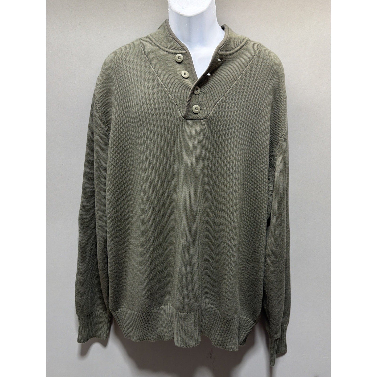 New Lands End Camp Pullover Sweater 100% Cotton Outdoors Men’s XXL 50-52 Green