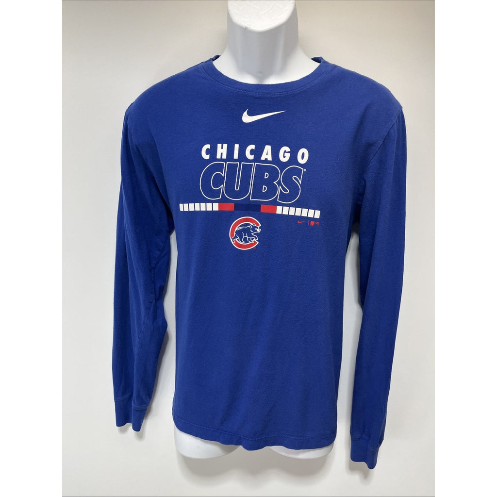 Chicago Cubs MLB Blue Nike Tee Standard Fit Long Sleeve Shirt Mens M