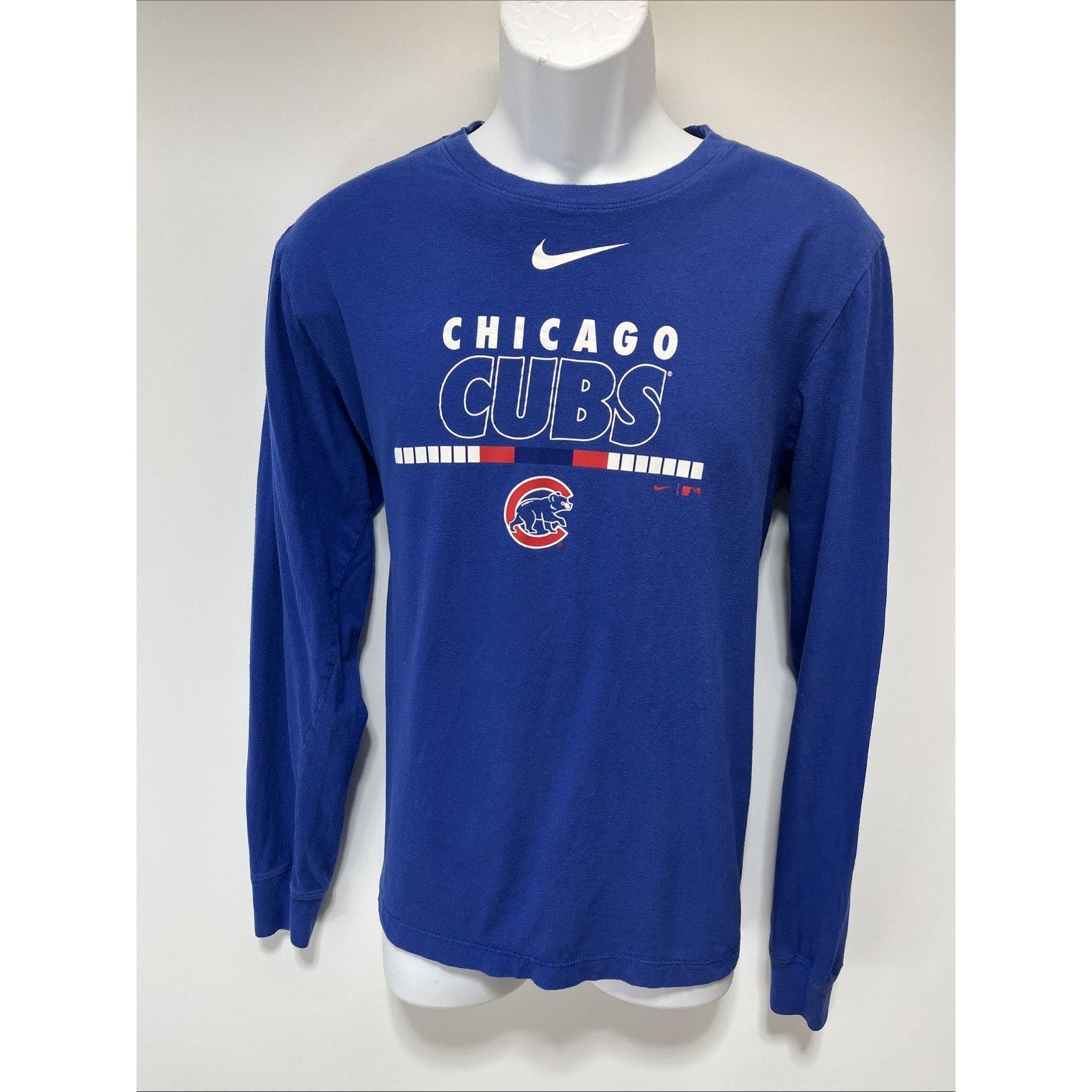 Chicago Cubs MLB Blue Nike Tee Standard Fit Long Sleeve Shirt Mens M