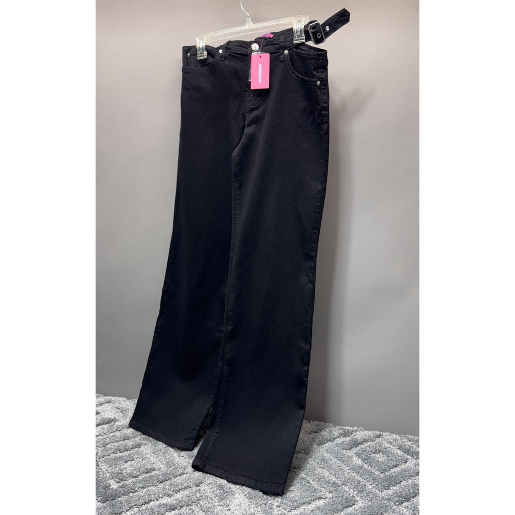 Edikted Black Women's Cut Out Belt Low Rise Flare Jeans Size Large 32”X32”