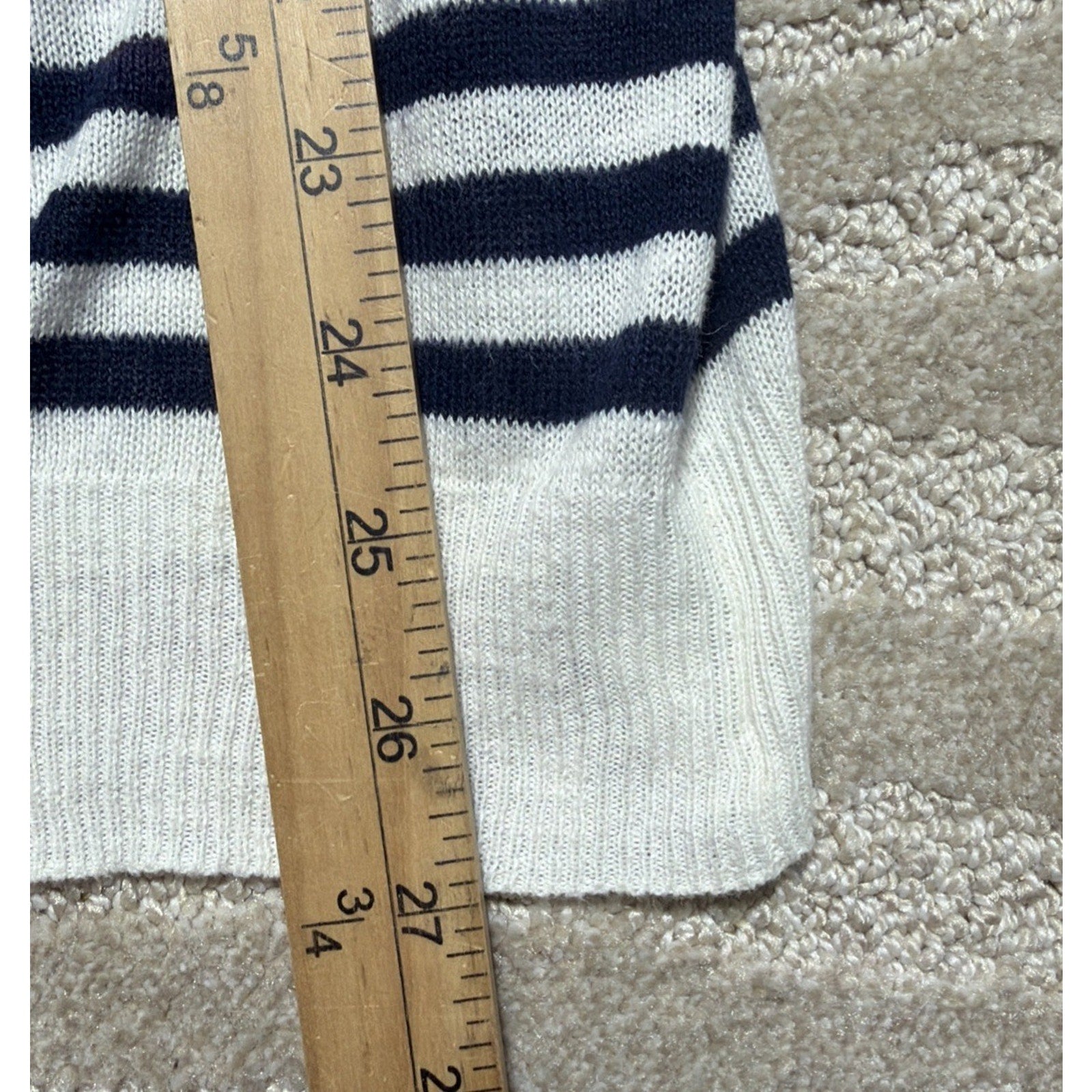 Vtg Ralph Lauren Sport Blue White Linen Cotton Nautical Stripe Women L Sweater