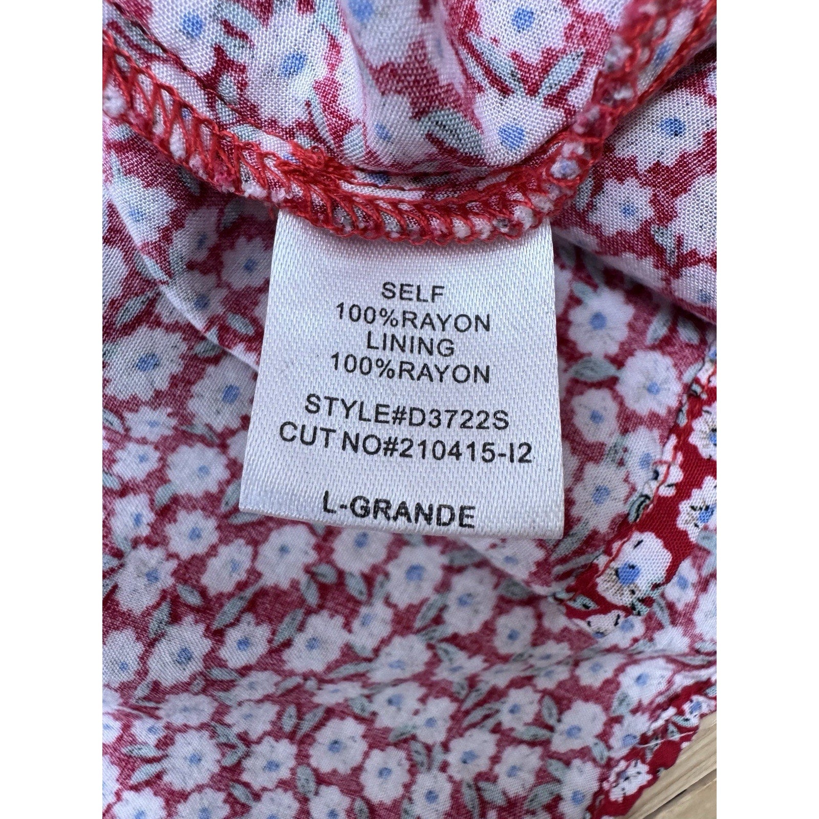 Blush BJ Dress Spaghetti Strap Red Floral Mini Women’s Size Large