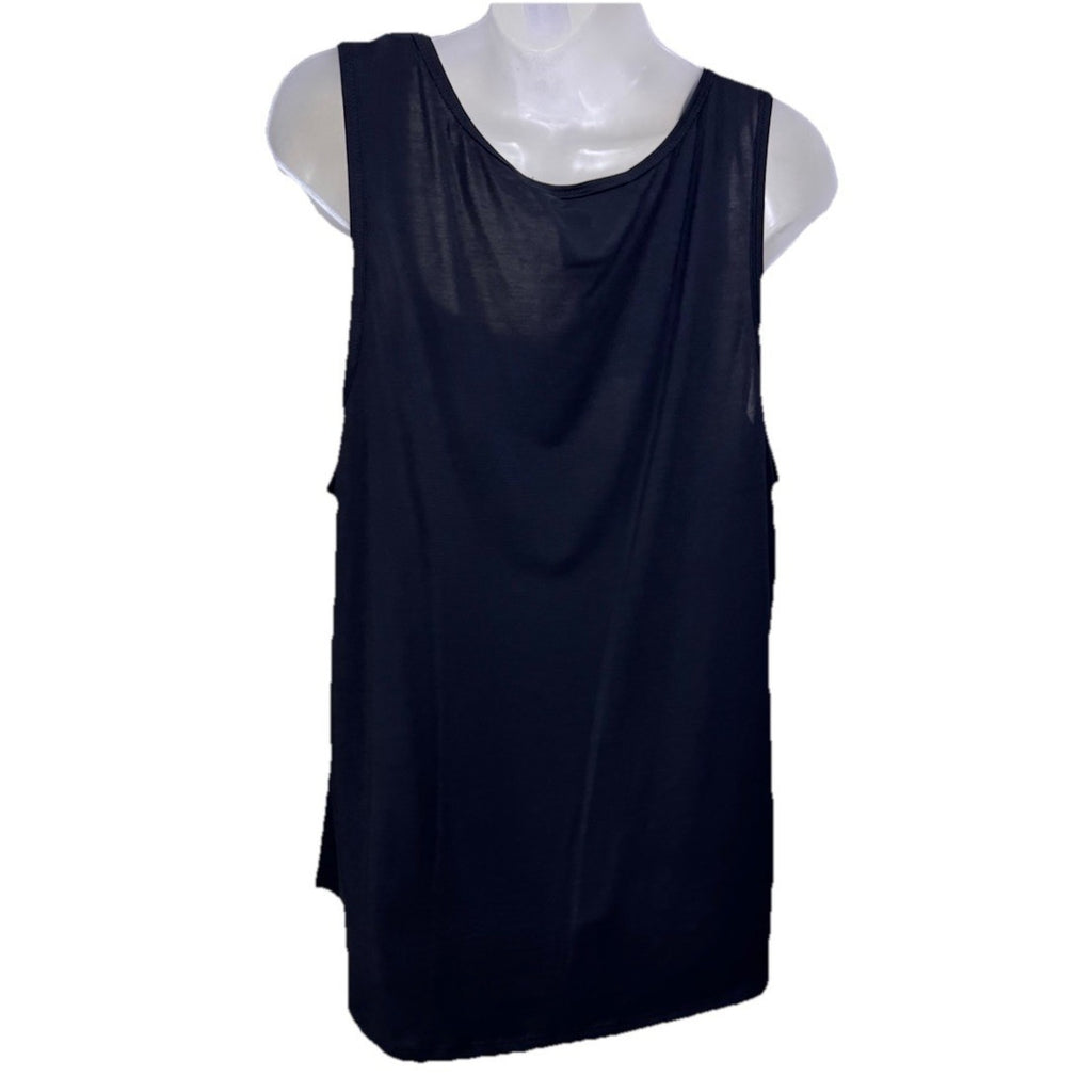 Aqua Blues Black Stretch Scoop Neck Sleeveless Open Back Tank Top Plus Size 2XL