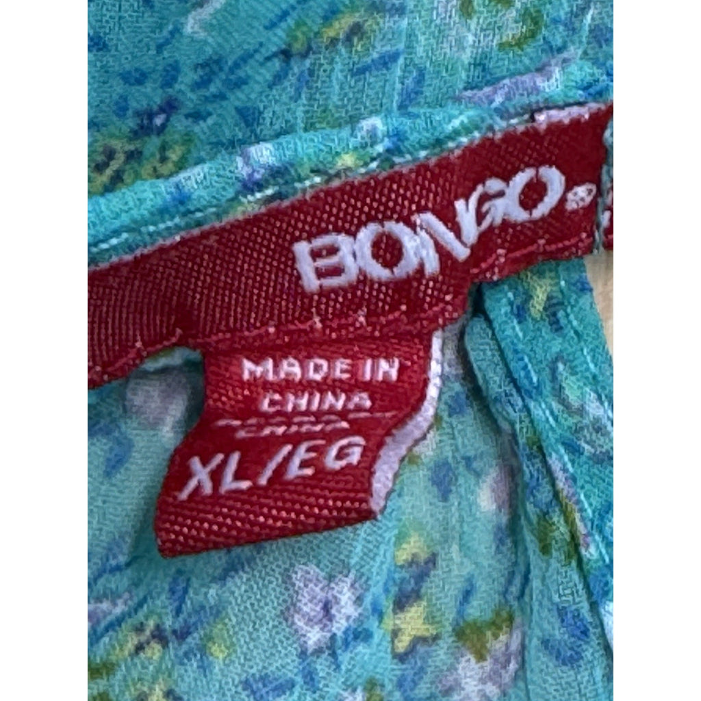 Juniors Women Bongo Sheer Floral Teal Green Racerback Tank Blouse Size XL