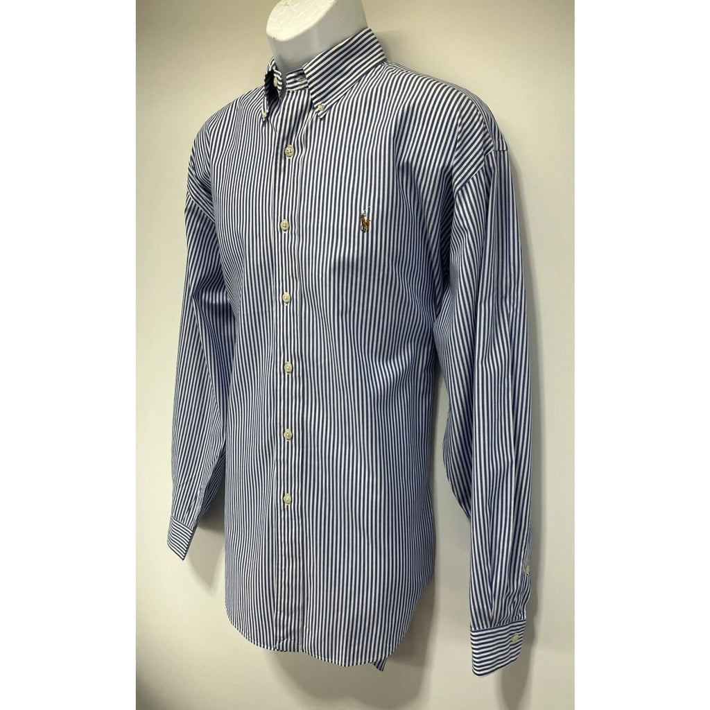 Ralph Lauren Blaire Cotton Oxford L Shirt Blue Stripe Button Down Men’s