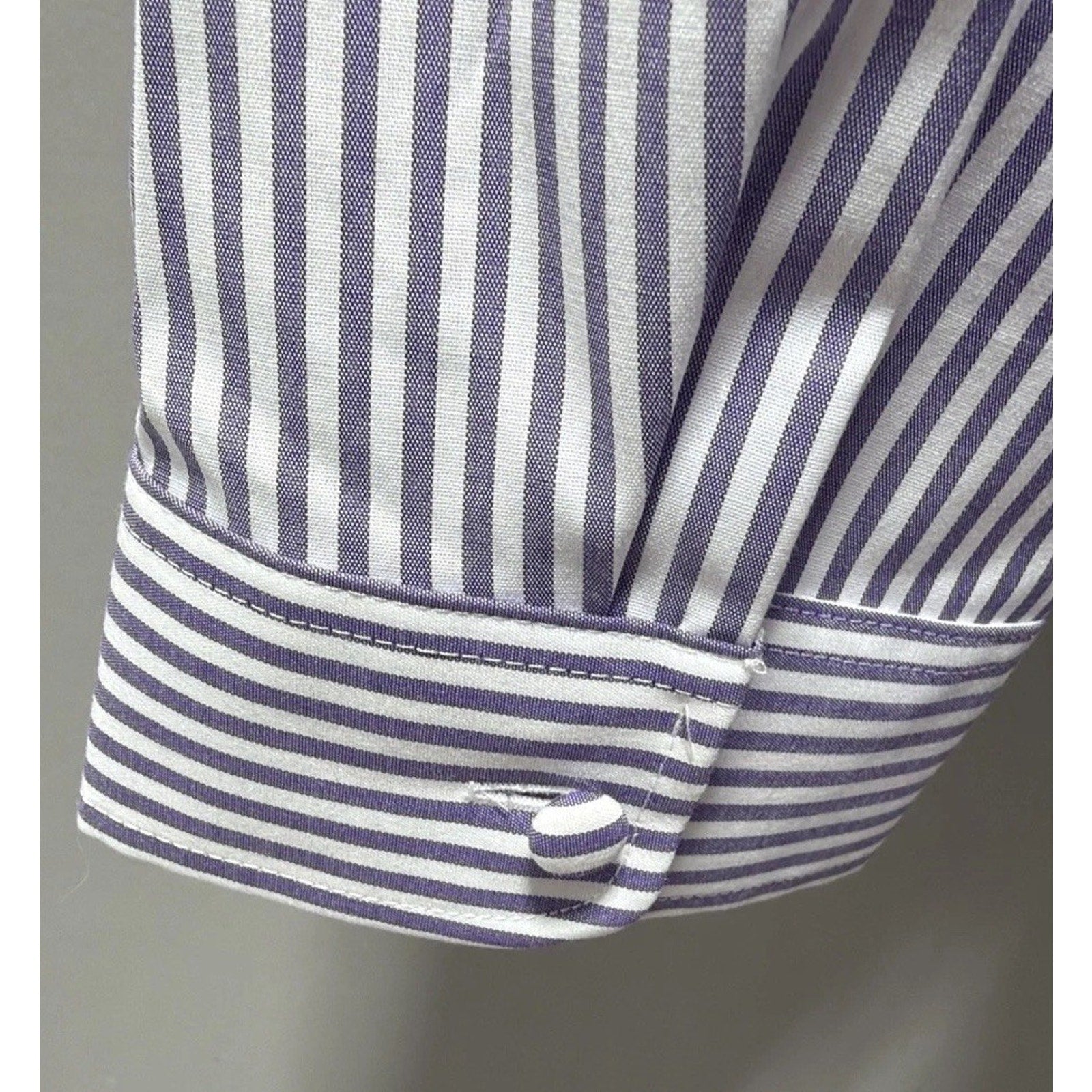 TALBOTS Non Iron Band Collar Tunic XL Dreamy Striped Embellished Button New