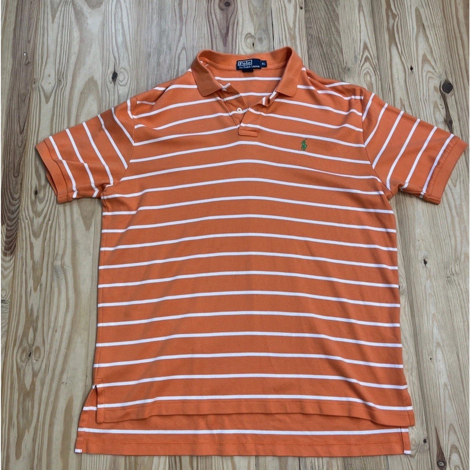 Polo Ralph Lauren Mens Polo Shirt XL striped orange