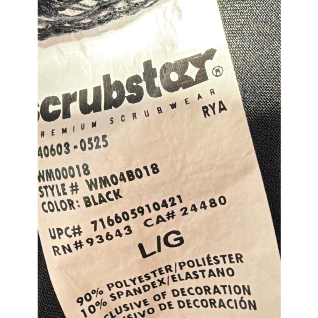 Scrubstar Unisex Drawstring Straight Leg Scrub Pant Size L Black Excellent