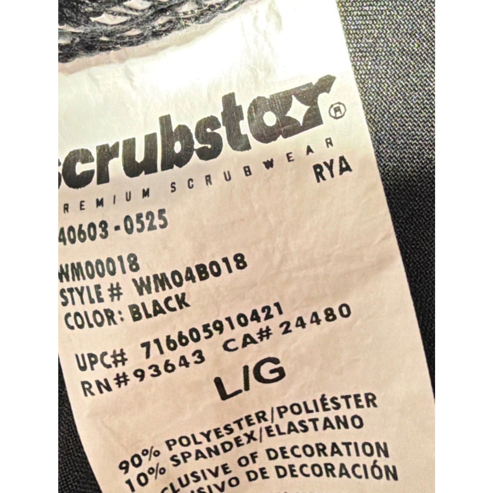 Scrubstar Unisex Drawstring Straight Leg Scrub Pant Size L Black Excellent