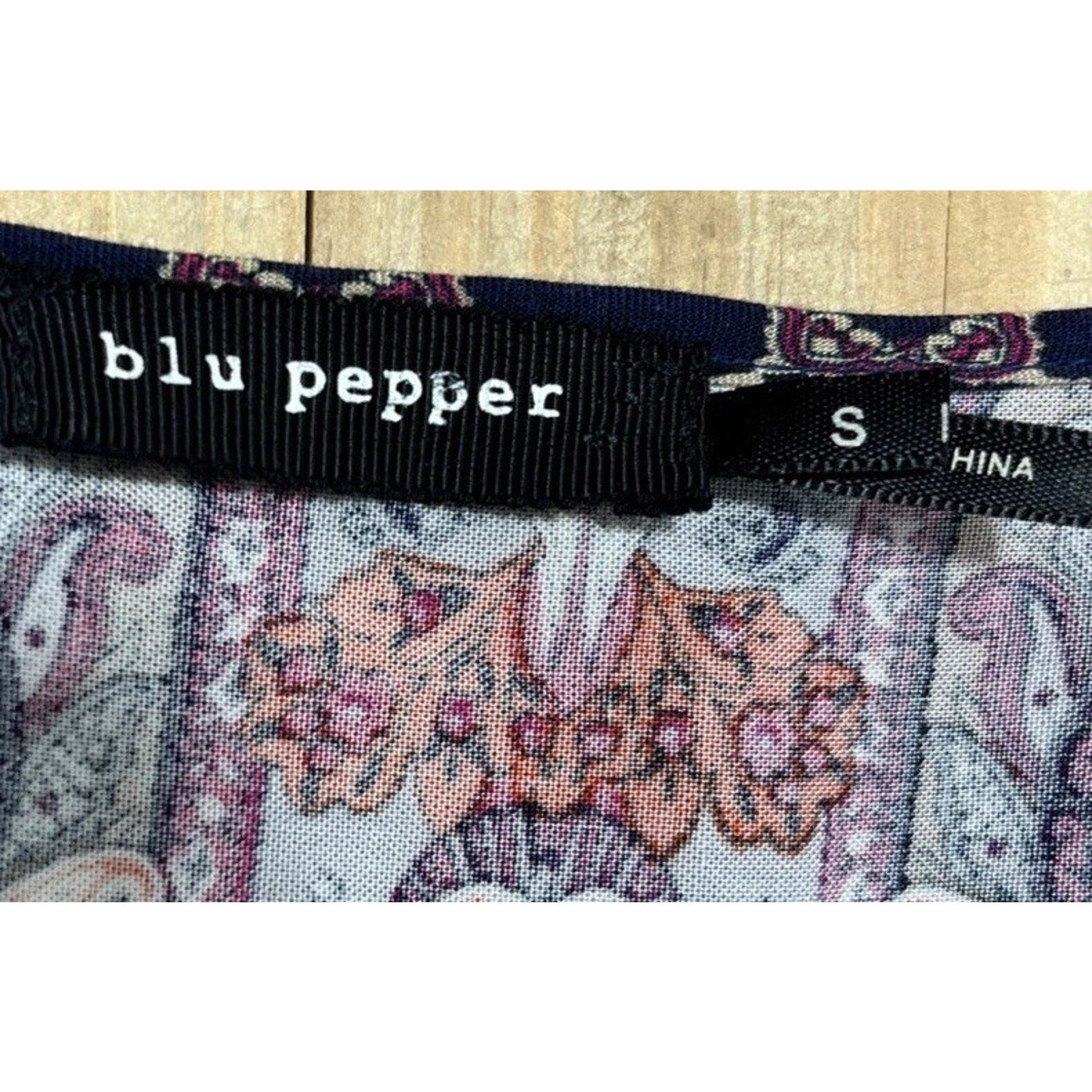 Blu Pepper Paisley Women's Dress Size S Lined navy blue keyhole sheath boho