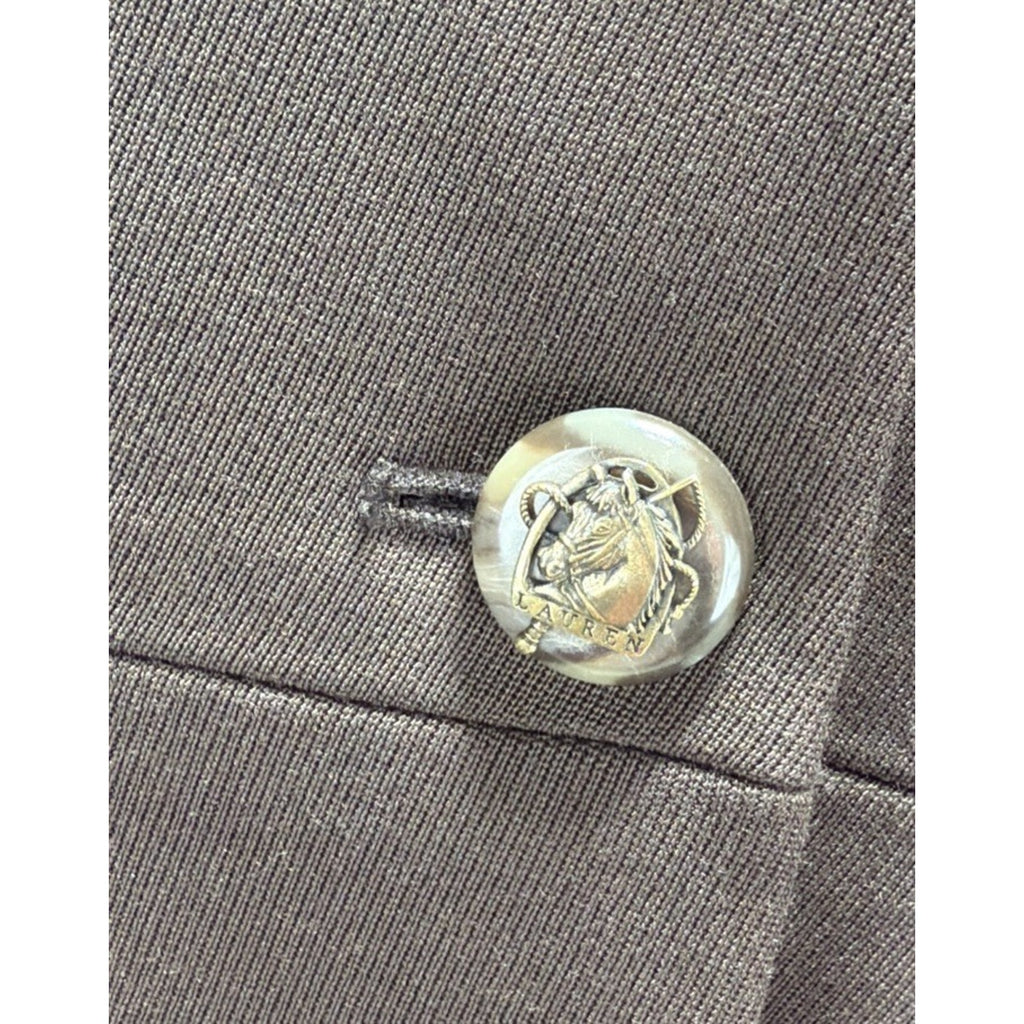 Ralph Lauren Brown Wool Blazer Jacket Women’s 8 Leather Collar Equestrian Mint