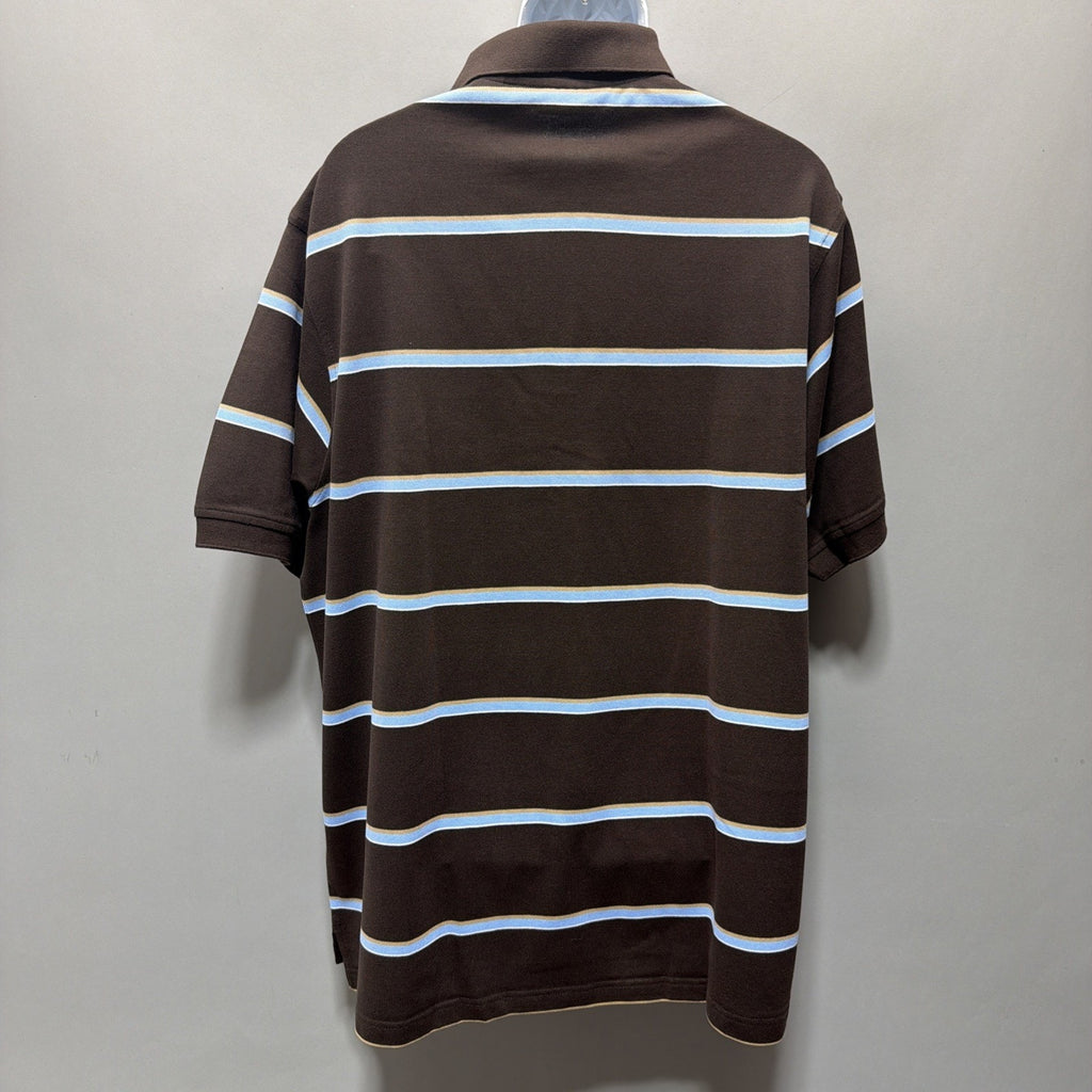 Roundtree & Yorke 40's 2-Ply Pique Short Sleeve Polo NWT Brown Stripe Men's 2XLT