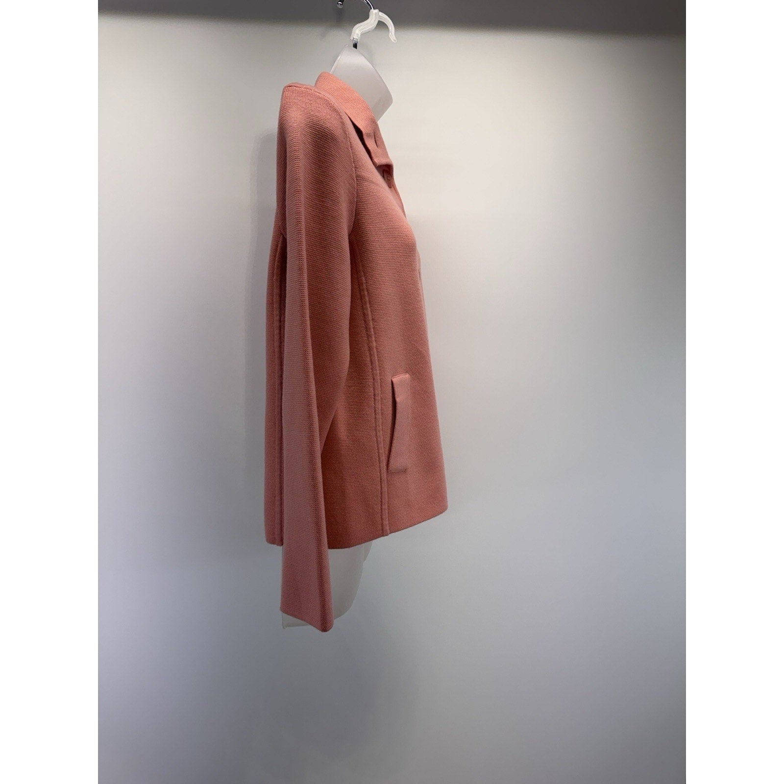 Talbots Sweater Jacket Orange Italian Merino Wool Women’s PM Button Up Coat