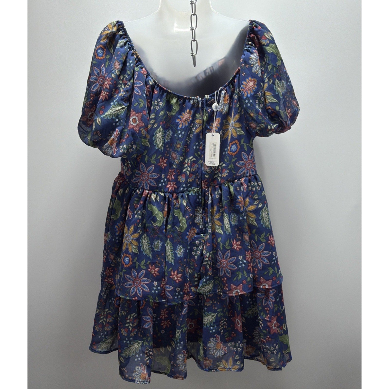 Simply Southern Tiered Lily Mini Dress Lined Blue Milkmaid Size XXL NWT