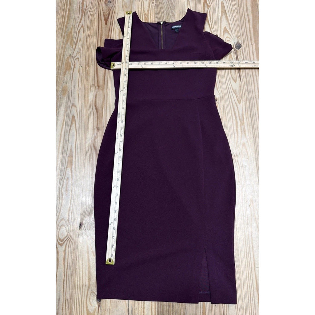 Express Women's Cold Shoulder Lined Burgundy Sheath Dress Size 4 EUC