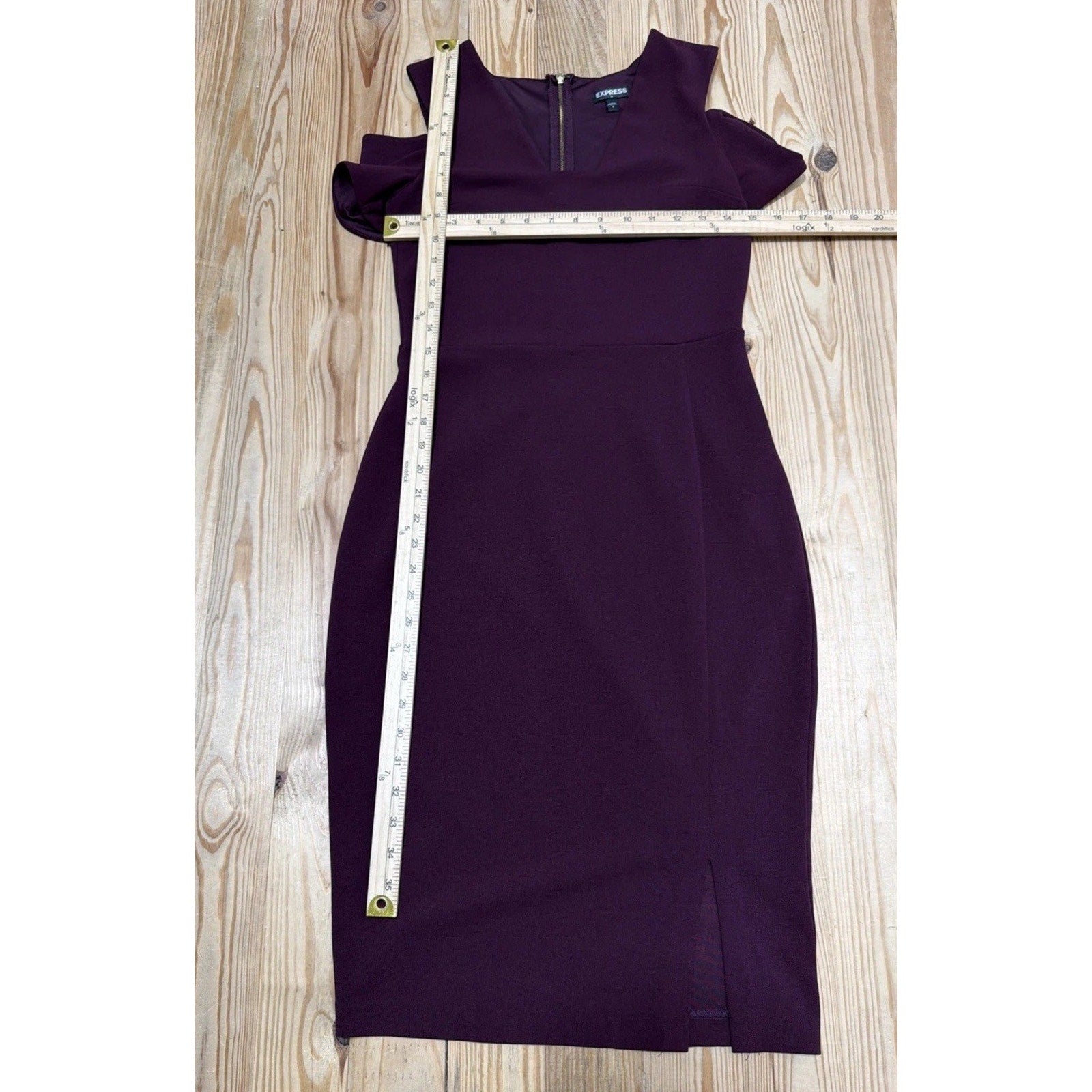 Express Women's Cold Shoulder Lined Burgundy Sheath Dress Size 4 EUC