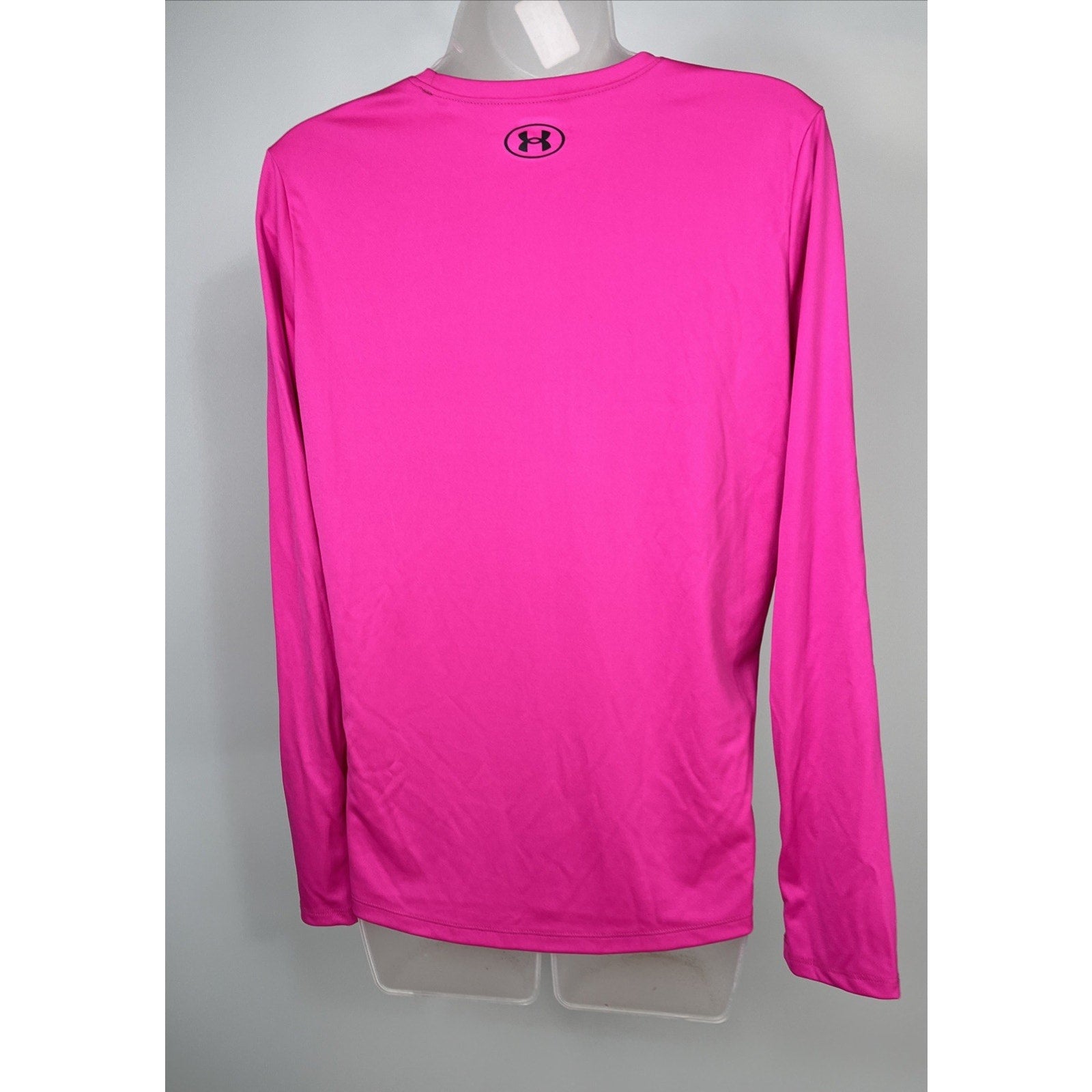 NWT Under Armour YXLG Girls Neon Pink/Black BIG LOGO L/S Shirt XLarge