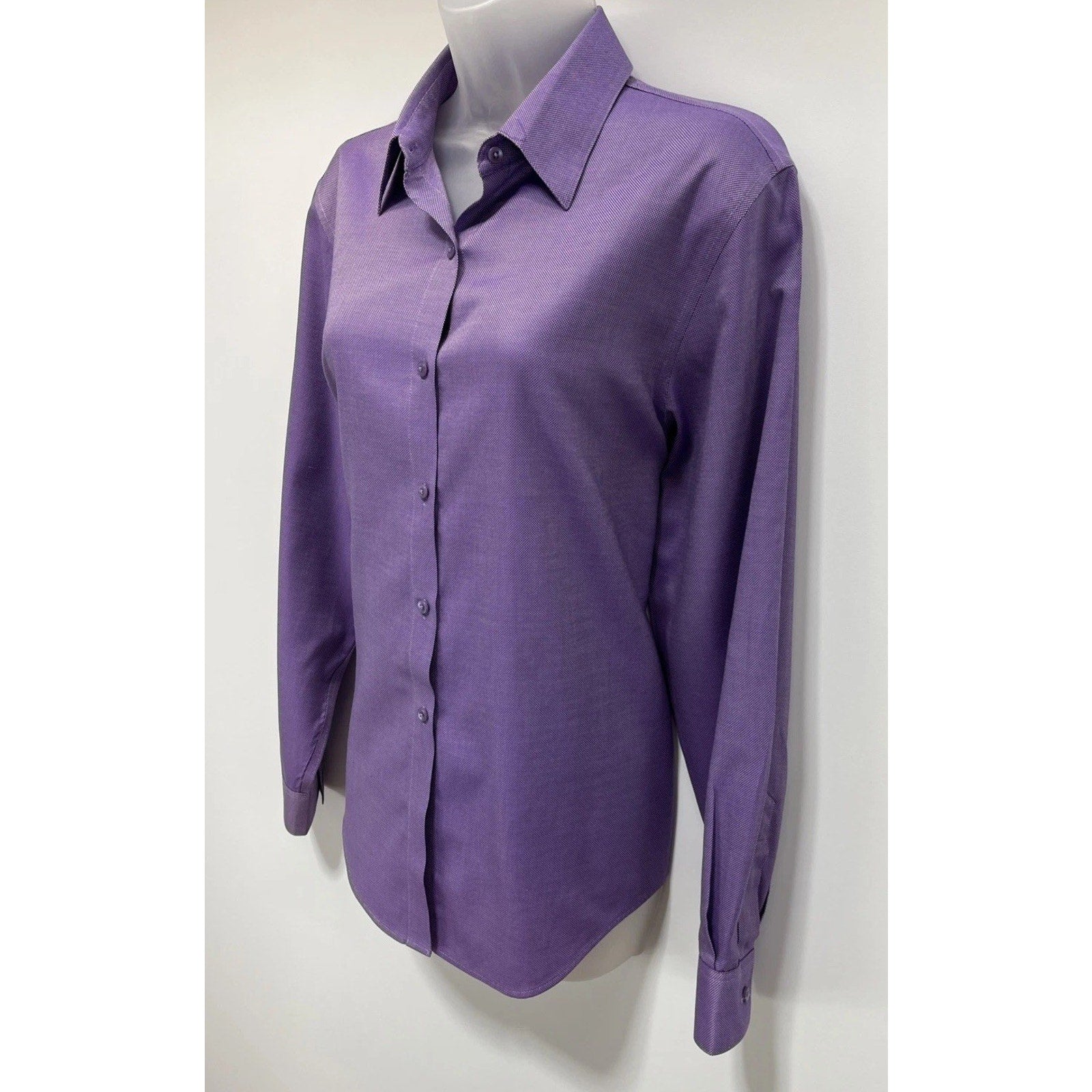 Talbots Wrinkle Resistant Purple LS Button Blouse Women’s Size 12