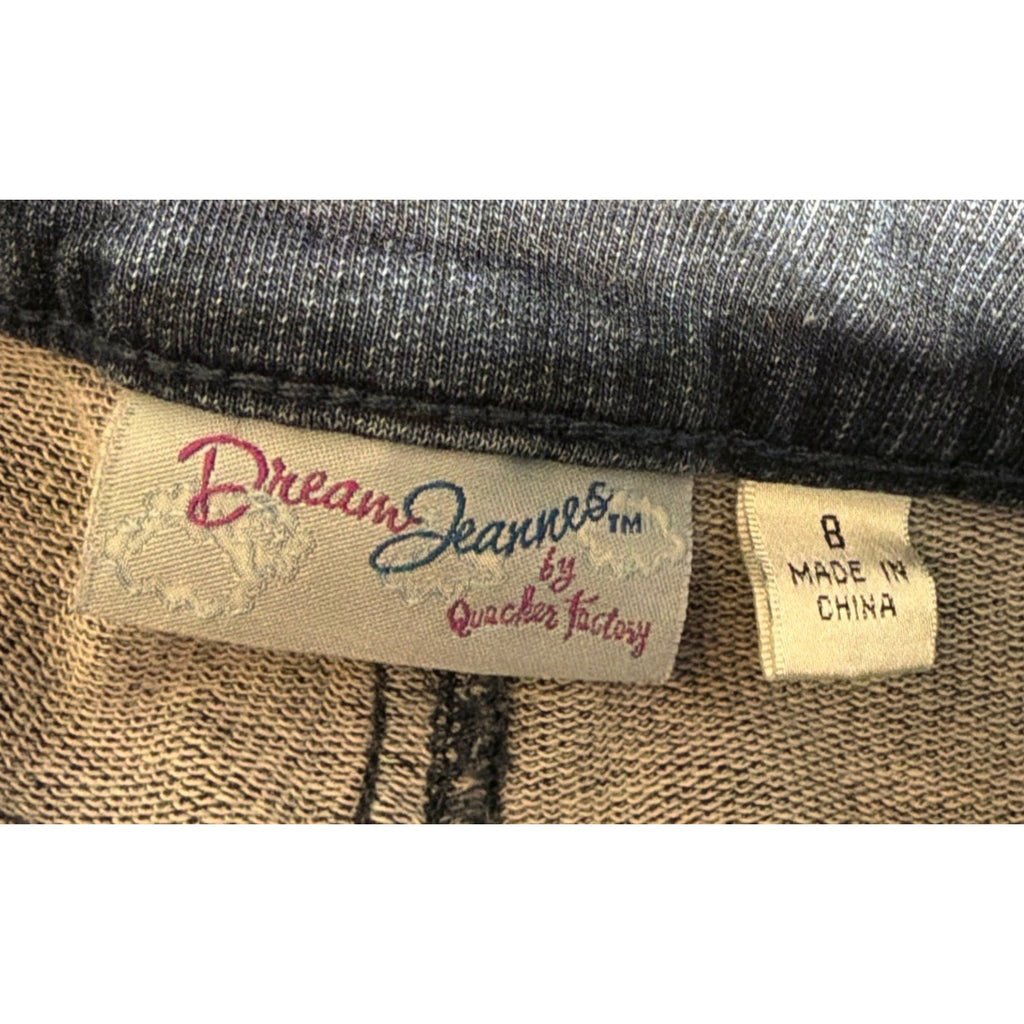Quacker Factory Dream Jeannes Straight Leg Jeans Embellished Pocket 8 30x31