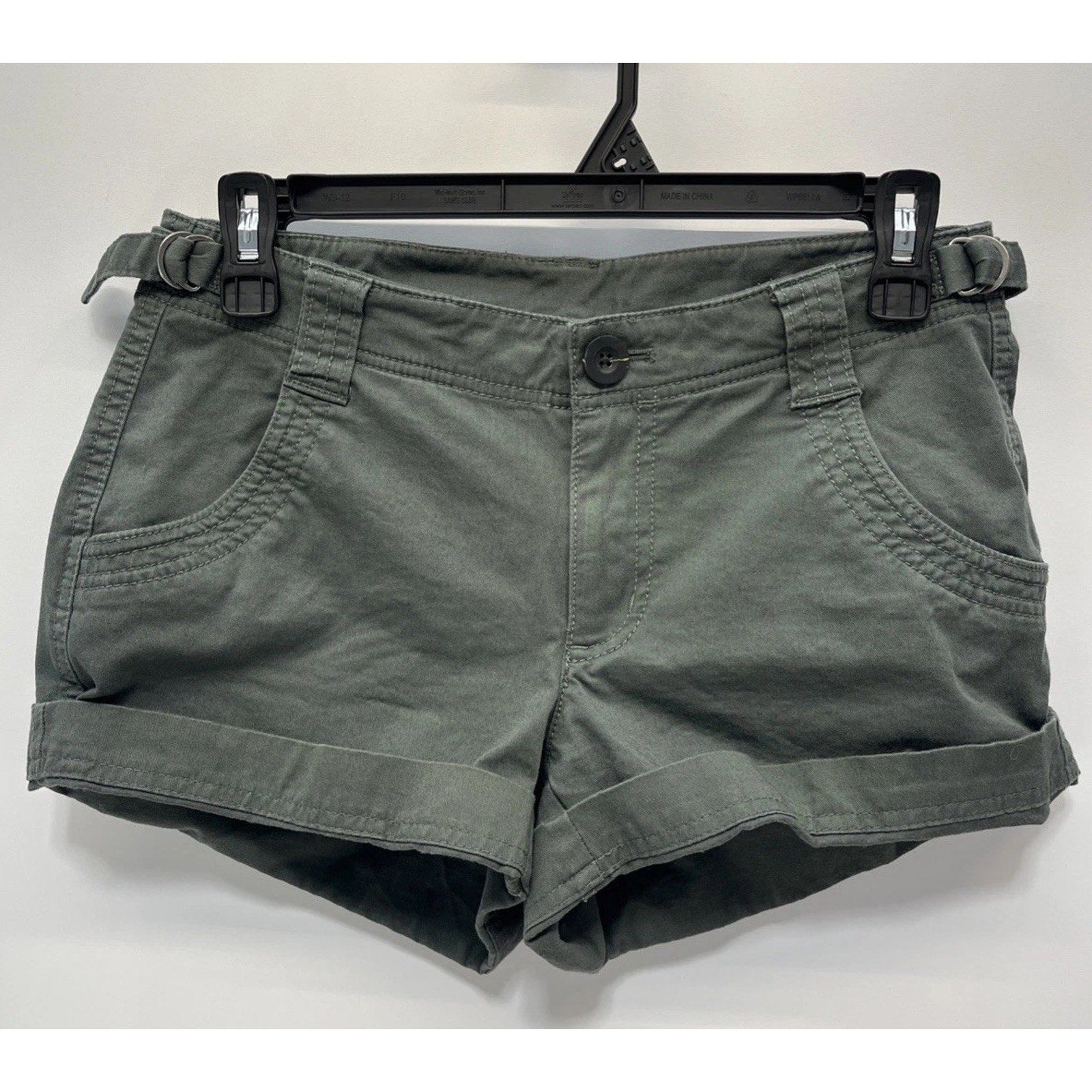 Athleta Womens Chino Shorts Size 0 Green Adjustable Waist Cotton Stretch
