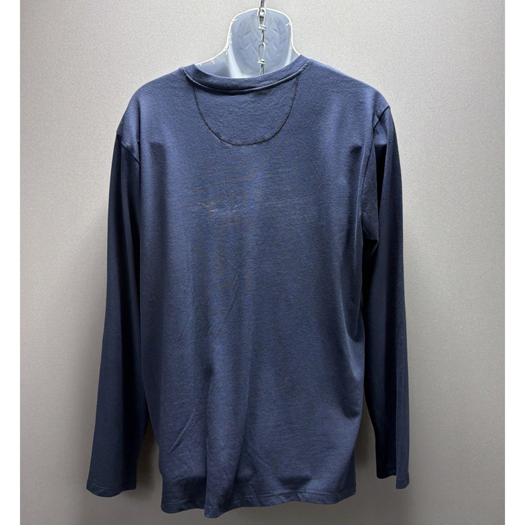 Eddie Bauer T Shirt Men's Large Long Sleeve Pull Over Henley Blue